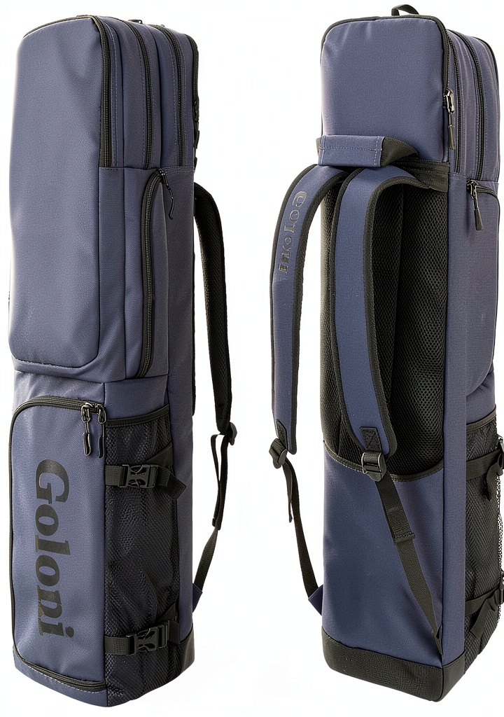 Installing Goloni Lacrosse Bag Black 50L Field Hockey Equipment on a wooden desk