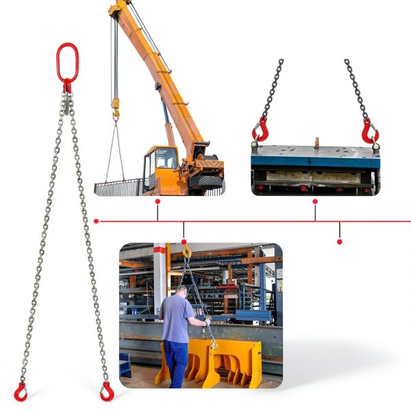 6600LBS Double Leg Chain Sling with Hooks, 6Ft 5/16" G80 Alloy Steel 2 Leg Chain Sling 3Ton with Standard Marking (Galvanized)-6