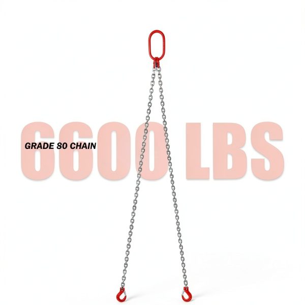 6600LBS Double Leg Chain Sling with Hooks, 6Ft 5/16" G80 Alloy Steel 2 Leg Chain Sling 3Ton with Standard Marking (Galvanized)-5