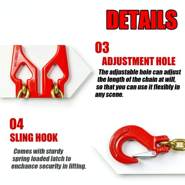 10ft Adjustable Chain Sling FITHOIST G80 Alloy Steel Leg Safety Hooks-5