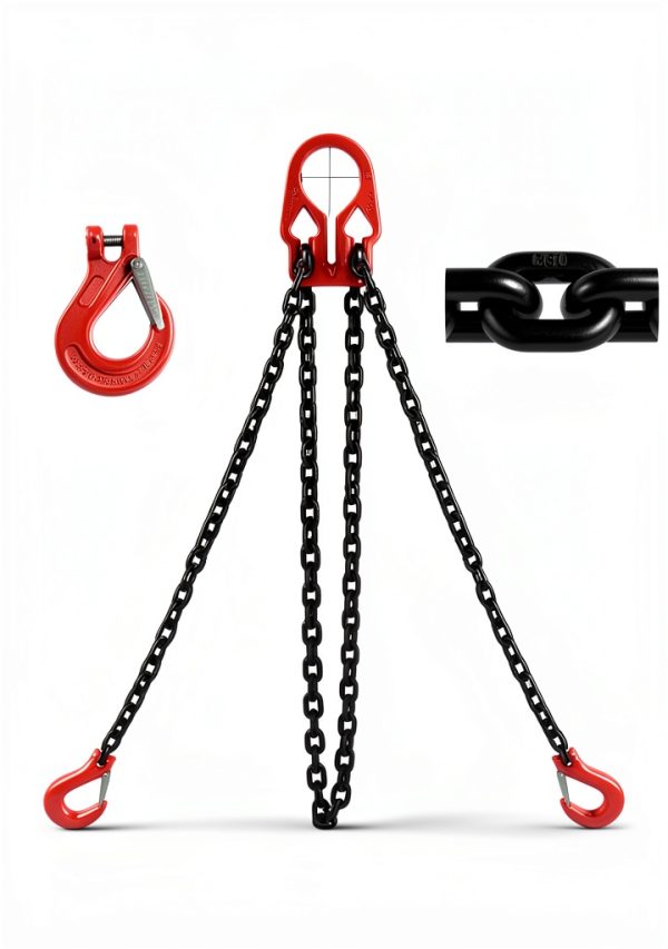 5/16 Inch x 10 Ft Lifting Chains with Adjuster Hooks, Chain Slings for Dual Leg Chain Maximum Load 7000lbs, Heavy Duty Industrial Grab Chain Hook for Cranes, Truck Towing-1