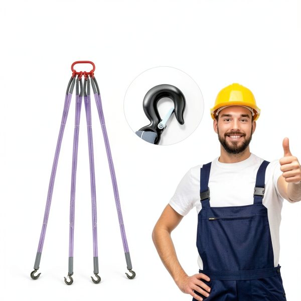 Chain Sling Nuanchu 5ft 2T Lifting Strap with 4 Corner Grab Hooks-1