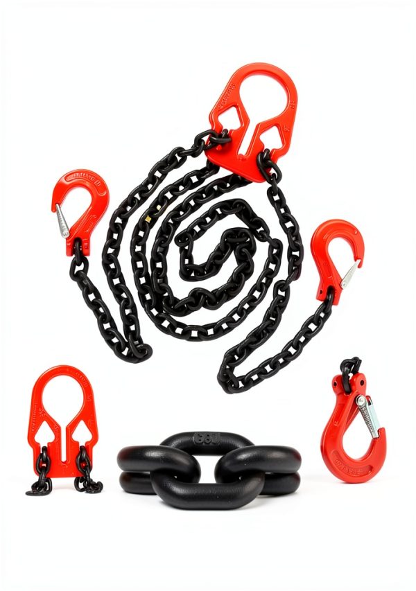 5/16 Inch x 10 Ft Lifting Chains with Adjuster Hooks, Chain Slings for Dual Leg Chain Maximum Load 7000lbs, Heavy Duty Industrial Grab Chain Hook for Cranes, Truck Towing-2